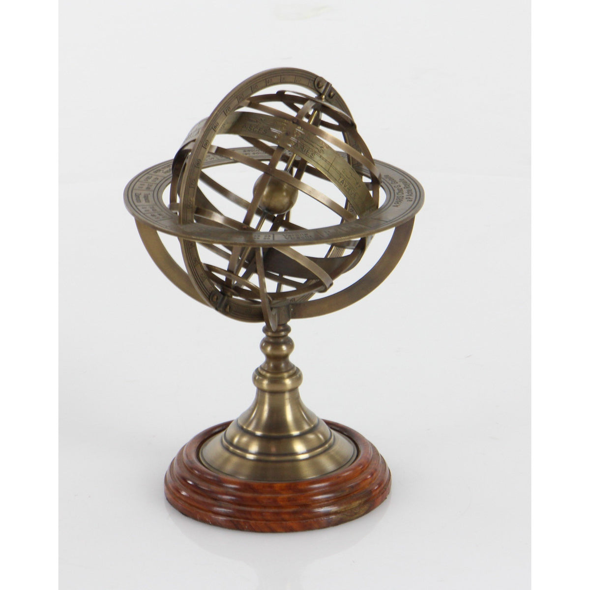 Vinatge Engraved Brass Tabletop Armillary Nautical Sphere Globe by Medieval Replicas – 10.5", Brass, Model 7764323