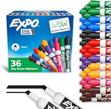 EXPO Dry Erase Markers, Low Odor Ink, Assorted Colors, Chisel Tip, 36 Count - Whiteboard, Calendar, Organization, Essential Supplies for Office, School, Classroom, Teachers (Pack of 6)