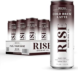 RISE Brewing Co. Mocha Cold Brew Latte, 11 Fl Oz, 12-Pack | Dairy Free, Made with Oat Milk