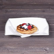 Elite Global Solutions D3309-W Pillowed Square Plate, 9 1/4" sq. x 1 1/2" h., Melamine, White with Black Trim (Pack of 6)
