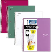 Five Star Spiral Notebook + Study App, 100 Sheets, 1 Subject, College Ruled Paper, Fights Ink Bleed, Water Resistant Cover, 820337-ECM, Purple, Pink, White & Green, 8-1/2" x 11", 4 Pack