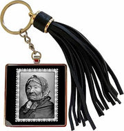 3dRose Princess Angeline, 1896 taken by Edward S. Curtis Photograph of an Older Woman wearing a Scarf Tassel Key Chain