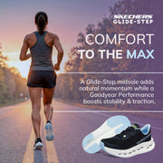 Women's Max Cushioning Glide Step Fairmont Sneaker by Skechers – 9, Mesh, Black/Blue, Model 129407