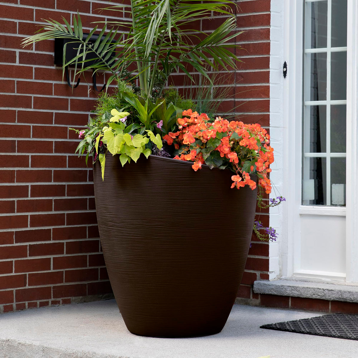 Modesto 30" Round Weatherproof Modern Plastic Planter in Espresso by Mayne – 30 Inch, 22 gallons, Polyethylene (PE), Espresso, Model 8884