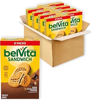 Belvita Breakfast Sandwich Dark Chocolate Creme Breakfast Biscuits, 64 Total Packs, 8 Boxes (2 Sandwiches Per Pack)