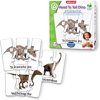 The Learning Journey Match It! Head to Tail Dinos - 20 Piece with Error-Correction - Beginner Dinosaur Puzzles Words with Matching Images - Learning Toys for 3 4 5 6 Year Olds - Award Winning Toys