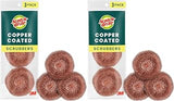 Scotch-Brite Copper Coated Scrubbing Scour Pads, 3 Scouring Scrubber Pads (Pack of 2)