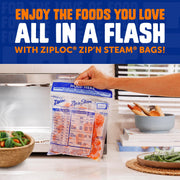 Zip 'n Steam Food Storage Cartons for Meal Prep by Ziploc – 9 inches x 2.3 inches x 2.9 inches (Pack of 12), Plastic, Pack of 12, Model 387799