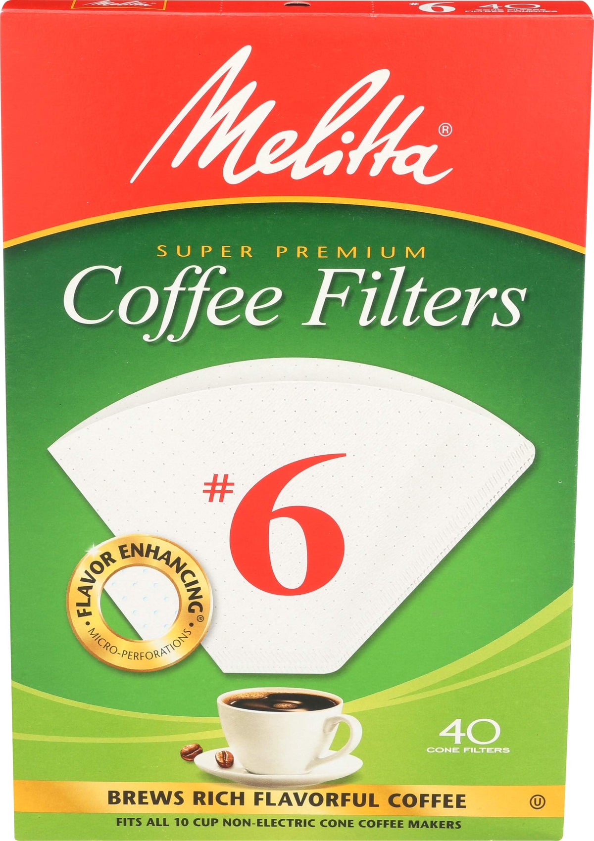 Coffee Filter Cone No 6, 40 Count by Melitta – One Size, Plastic, No Color, Model 626402