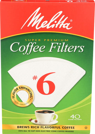 Coffee Filter Cone No 6, 40 Count by Melitta – One Size, Plastic, No Color, Model 626402