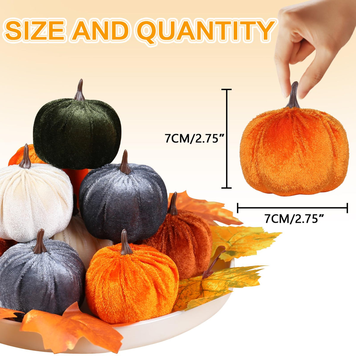 Super Holiday Velvet Pumpkins, 15 Pack, Assorted Autumn Colors