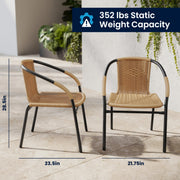 Flash Furniture Beige / Set of 2 / Modern Patio Dining Chairs