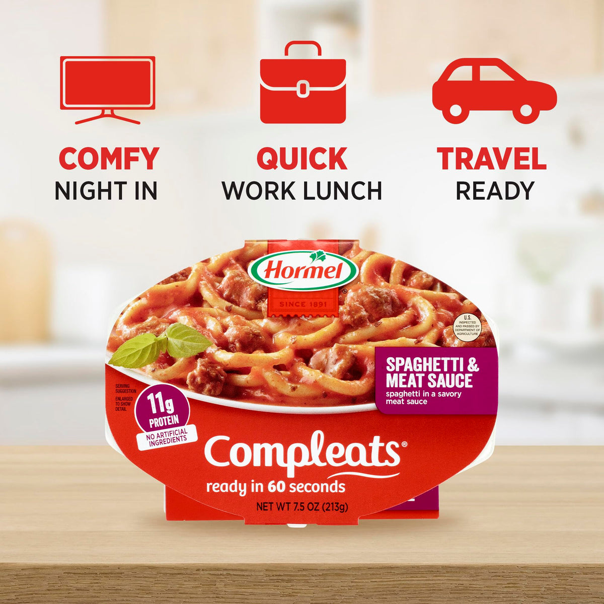 Hormel Compleats Spaghetti with Meat Sauce / 7.5 Ounce (Pack of 7) / Spaghetti & Meat Sauce Meat Dishes