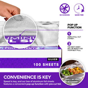 Pre-Cut Deli Aluminum Foil Sheets by Stock Your Home – 9" Inch, Aluminum, Silver, Pack of 100, Model Stock Your Home 2457