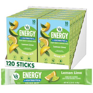 Energy Lemon Lime Energy Drink Powder by V8 – Pack of 120 (0.14 Ounce), Model 200000029725