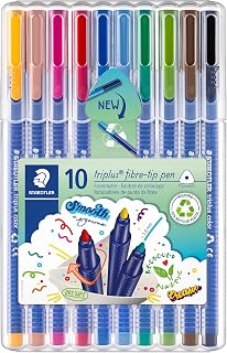 STAEDTLER 323 Triplus Colour Fibre-Tip Pens, 1.0 mm, Assorted Colours, Pack of 10