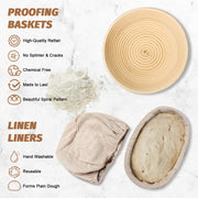 EWFEN Bread Proofing Basket Set, 9 Inch Round and 10 Inch Oval, 9 Piece Kit, Natural