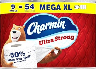 Charmin Toilet Paper Ultra Strong, 9 Mega XL Rolls = 54 Regular Rolls, 2-ply Bath Tissue