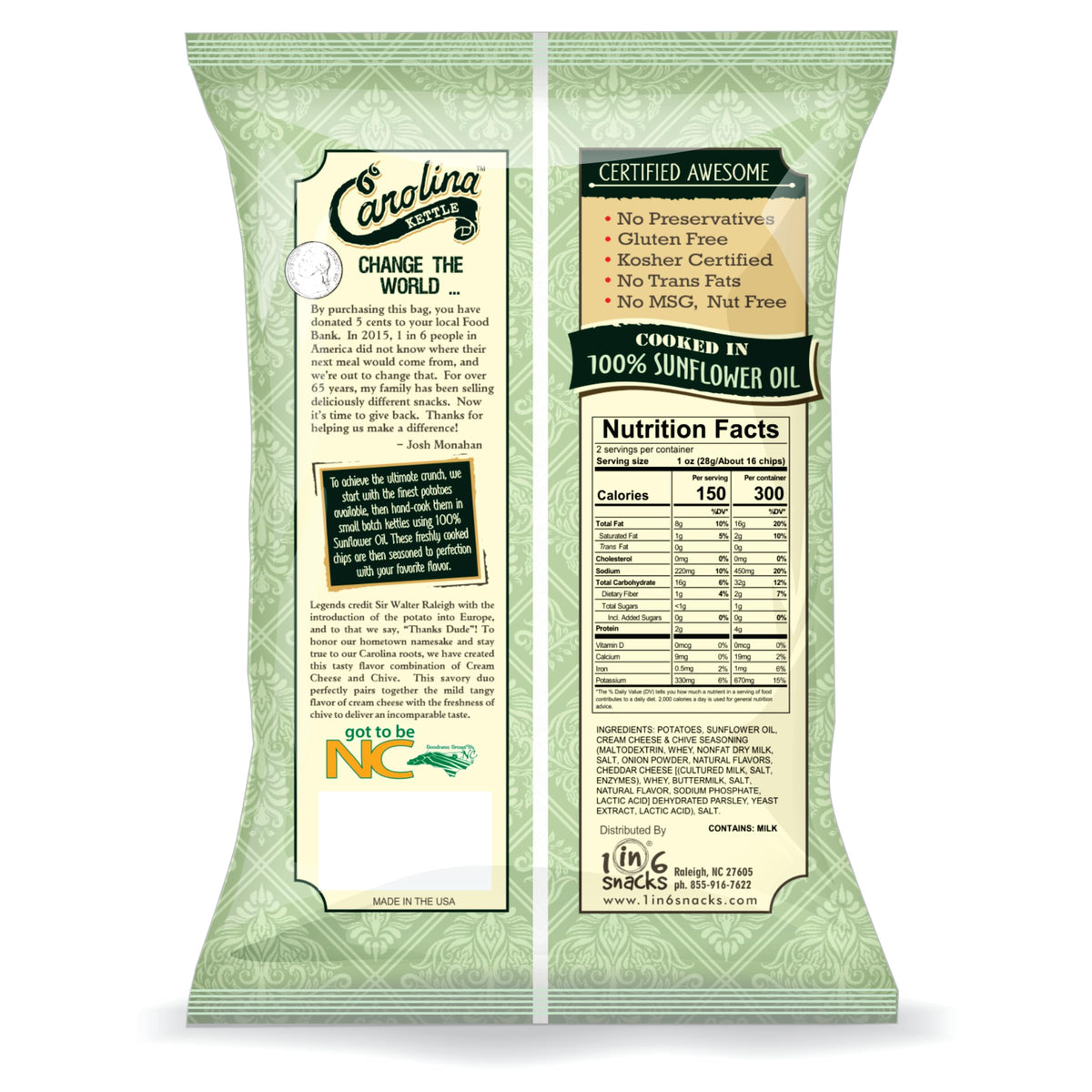Chips | Kettle Cooked Potato Chips | Kosher - Gluten Free Chips Fit For Healthy School Snacks | With Irresistible Crunch and Bold Flavor - Cream Cheese & Chives (Case of 20 x 2