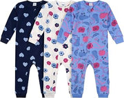 Gerber Baby Girls' Toddler Loose Fit Fleece Footless Pajamas 3-Pack, Hearts, 12 Months