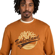 Men's Brand Carrier Graphic Crew Sweatshirt by Timberland – Cotton, Polyester Blend, Leather Brown