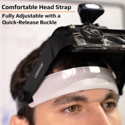 LumiVisor Head Magnifier - Black Head Visor with LED Lighted Magnifier (2x/3x/5x/6x) () by Carson – 10.4" L x 8.1" W x 3.6" H, Acrylic, Black, Model LV-10