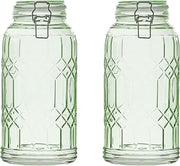 10 Strawberry Street Bleeker Glass Canister, Sage Green, Large, Set of 2