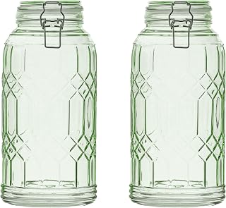 10 Strawberry Street Bleeker Glass Canister, Sage Green, Large, Set of 2