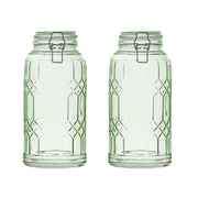 Bleeker Glass Canister by 10 Strawberry Street – Large, Set of 2, 91.0 fluid_ounces, Glass, Sage Green, Pack of 2
