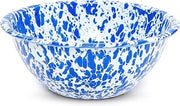 Crow Canyon Home Enamelware Serving Bowl, 1.5 quart, Blue/White Splatter (Single)