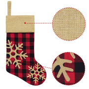 Bunny Chorus Christmas Stockings, 18 Inch Red Black Buffalo Plaid, Set of 6
