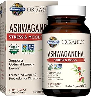 Garden of Life Organic Ashwagandha with Probiotics & Ginger, 60 Day Supply