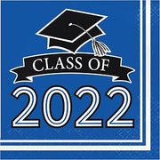 Creative Converting Class of 2022 Cobalt Blue Napkins, 6.5"