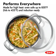 OXO 8QT Stockpot with Lid / Stainless Steel / 8.0 quarts Stockpots