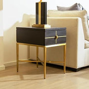 Jennifer Taylor Home JTH Luxe Kingsly 16" Wide Contemporary Gla m Storage Side Table Espresso Black Birchwood & Veneer