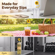 4 Pcs Drinking Straw Dispensers Sunflower Straw Plug Reusable Splash Proof Plugs Kitchen Tool Straw Tips Cover Silicone Cup Accessory Drinking Dust Cap by Jinshining – 1, Silicone