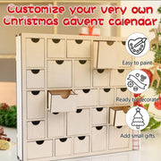 CCINEE Wooden Advent Calendar, 25 Drawers, Natural Wood