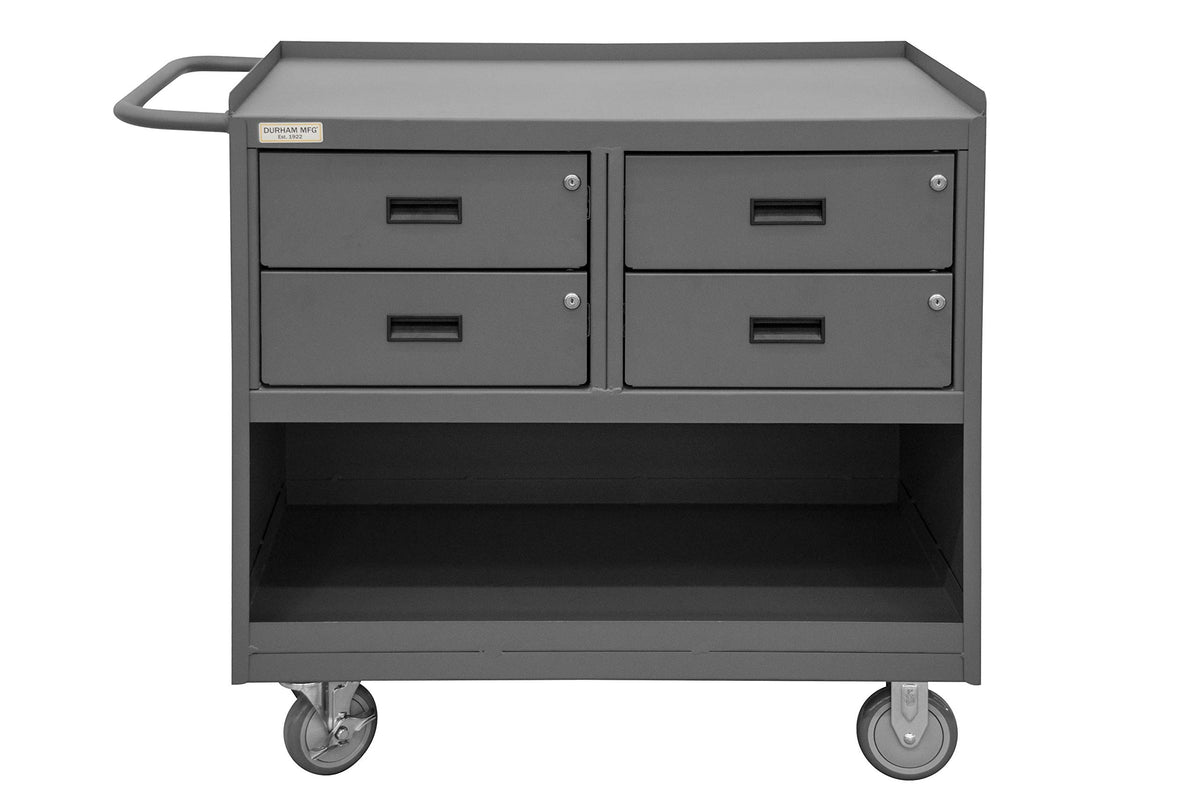 Mobile Bench Cabinet by Durham – 24.25"W x 36.375"H x 26"D, Alloy Steel, Grey, Model 3120-95