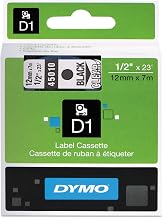 DYMO 45010, Tape, Black/Clear, 23 ft. L, 1/2 In. W