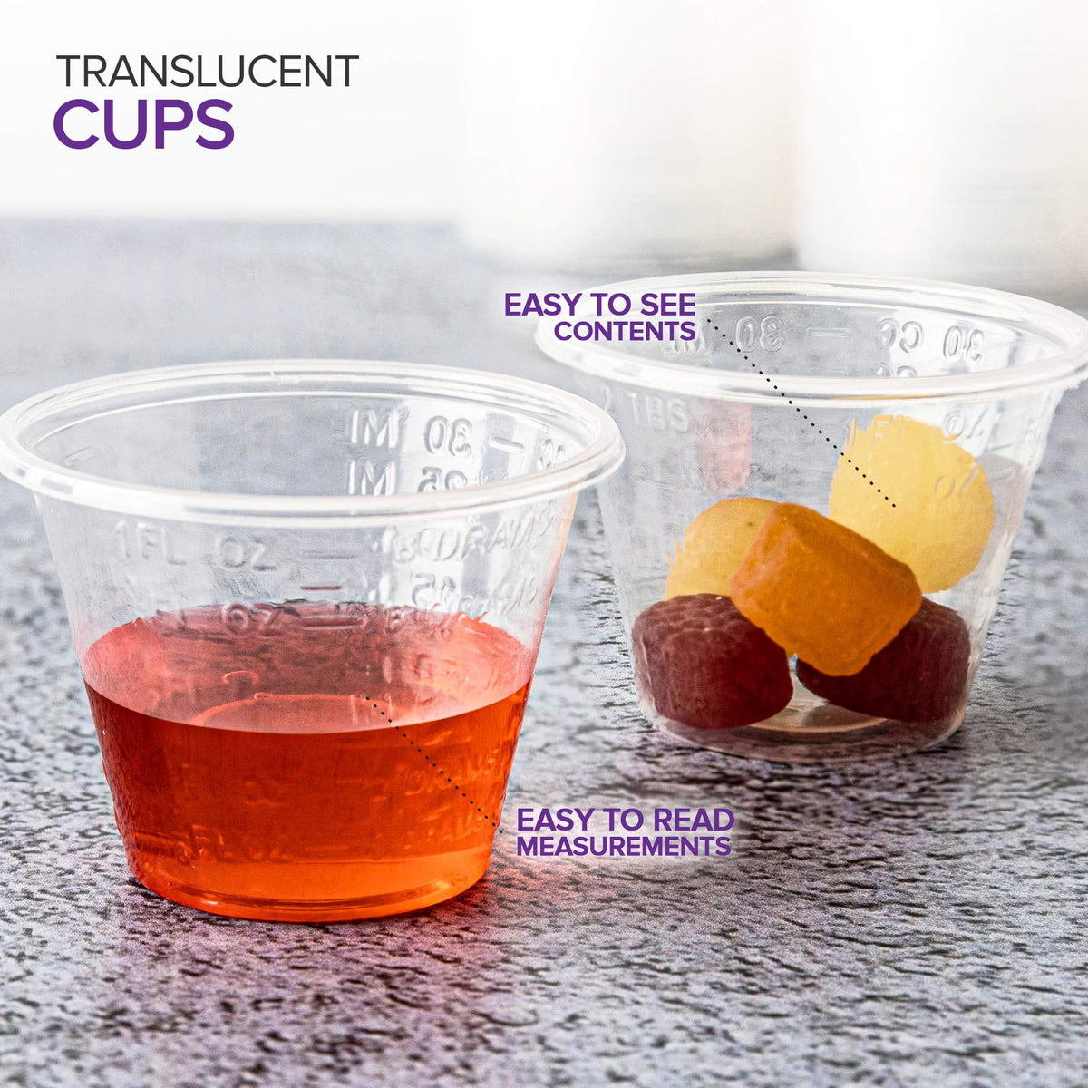 1 oz Disposable Medicine Cups (500 Count) - Clear Plastic Measuring Cups - Embossed Medicine Cups for Pills by Stock Your Home – 1 3/8 x 1 1/8 x 1 7/8 inches, 1.0 ounces