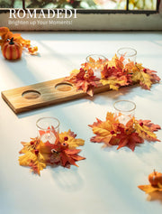 Romadedi Wooden Tray Centerpiece, 15.7 Inch Fall Decor, Brown