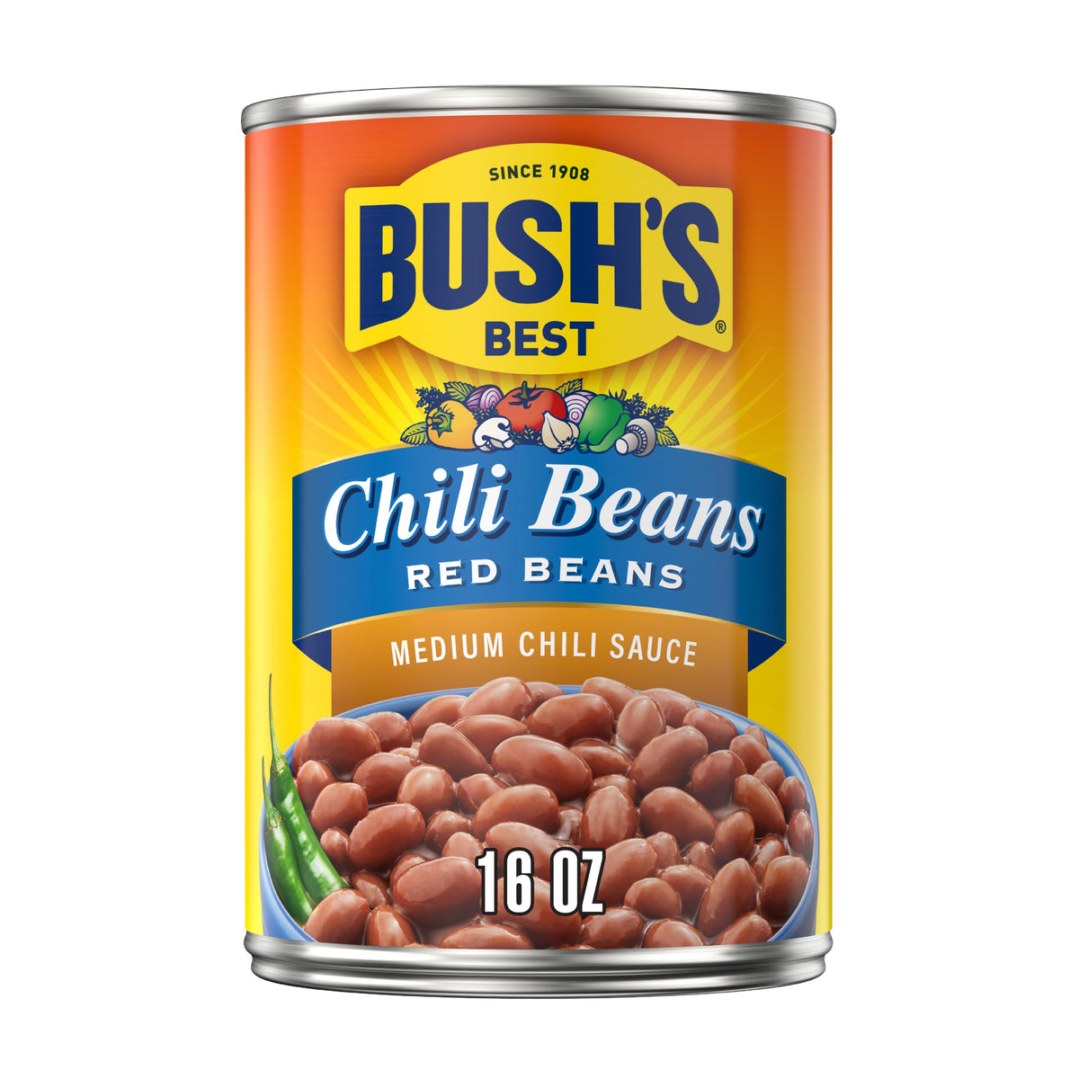 Bush's Red Beans in a Medium Chili Sauce 12-16 oz by Bush's Best – 16 Ounce (Pack of 12), Medium Red, Pack of 12, Model 01689