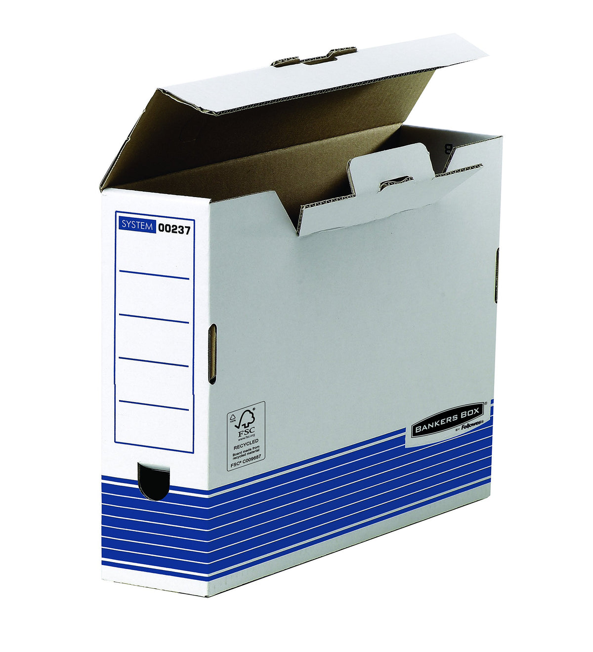 System 80 mm Foolscap Transfer Files with Fastfold - Blue by Bankers Box – 80mm#2, Cardboard, Blue, Pack of 10, Model 23701