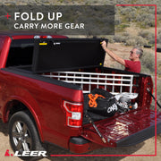HF350M Tri-Folding Truck Bed Tonneau Cover by LEER – 6' 6" Bed, Fiberglass-reinforced Polymer, Black, Model 631301