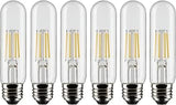 Satco S21344 5.5-Watt T10 LED Filament Light Bulbs, 2700K Warm White, 450 Lumen, E26 Medium Base, Dimmable, Wet Location 15000 Hour Rating 6 Pack