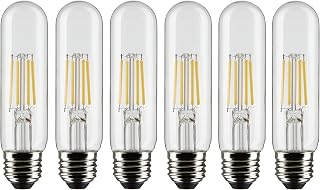 Satco S21344 5.5-Watt T10 LED Filament Light Bulbs, 2700K Warm White, 450 Lumen, E26 Medium Base, Dimmable, Wet Location 15000 Hour Rating 6 Pack
