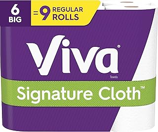 Viva Signature Cloth Choose-A-Sheet Paper Towels, Soft & Strong Paper Towels for Ultimate Clean, White, 6 Big Rolls (Equal to 9 Regular Rolls)