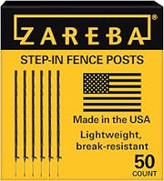 Zareba Step-In Electric Fence Posts, 4 ft, 50 Pack, Black | Durable and hold 2in of Wire or Poly Tape