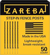 Zareba Step-In Electric Fence Posts, 4 ft, 50 Pack, Black | Durable and hold 2in of Wire or Poly Tape