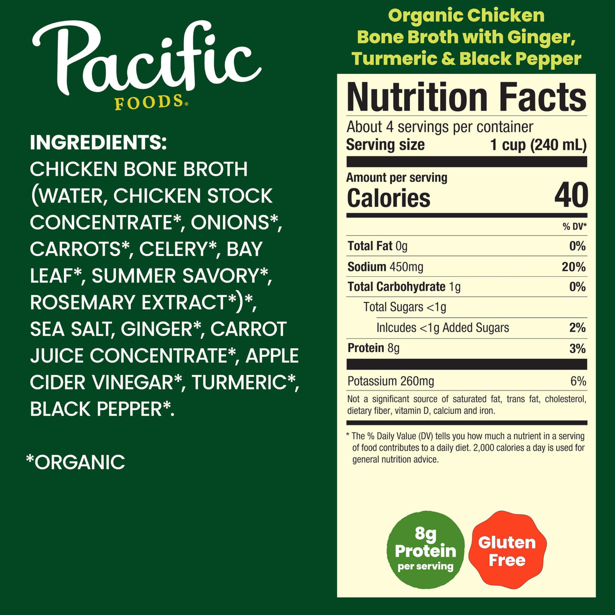 Organic Turmeric Ginger Black Pepper Bone Broth by Pacific Foods – 32 Ounce (Pack of 1)